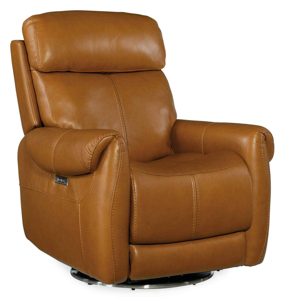 Flow Leather Zero Gravity Power Swivel Recliner With Articulating Headrest In Siena | Budget Elegance | Wellington's Fine Leather Furniture
