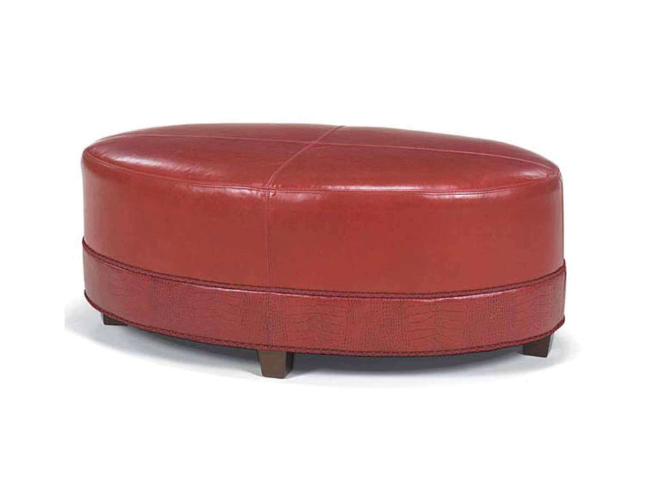 Oval Leather Cocktail Ottoman