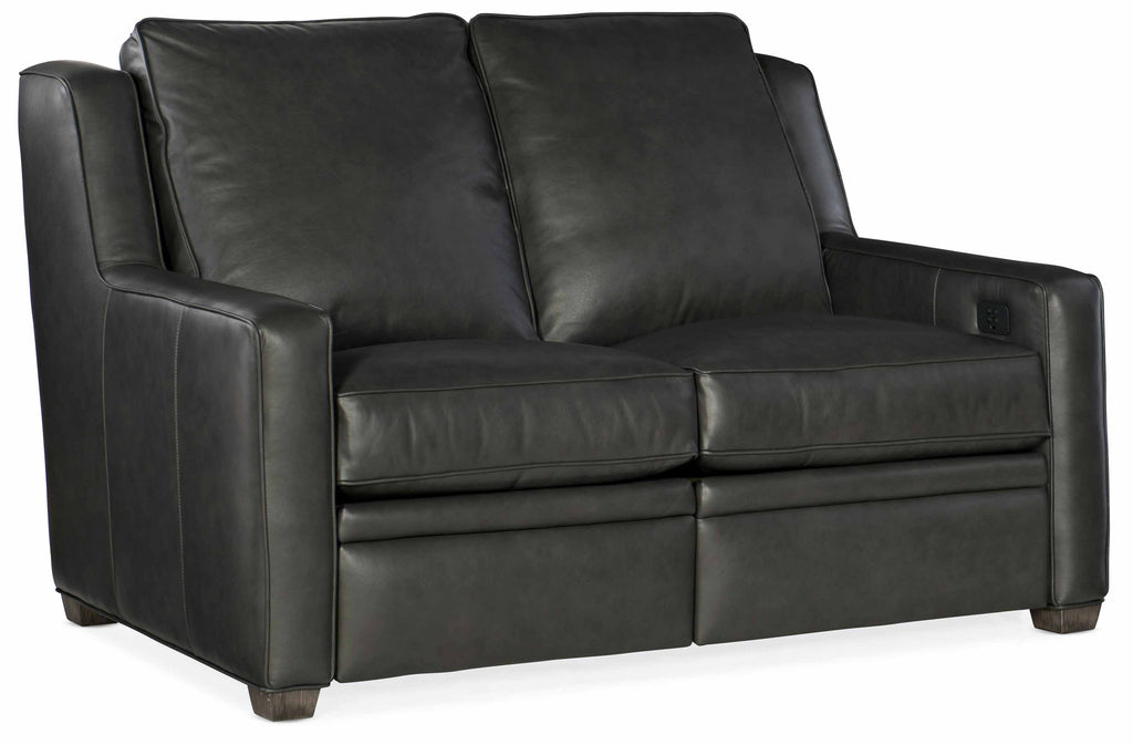 Raymond Leather Power Reclining Loveseat With Articulating Headrest | American Heritage | Wellington's Fine Leather Furniture