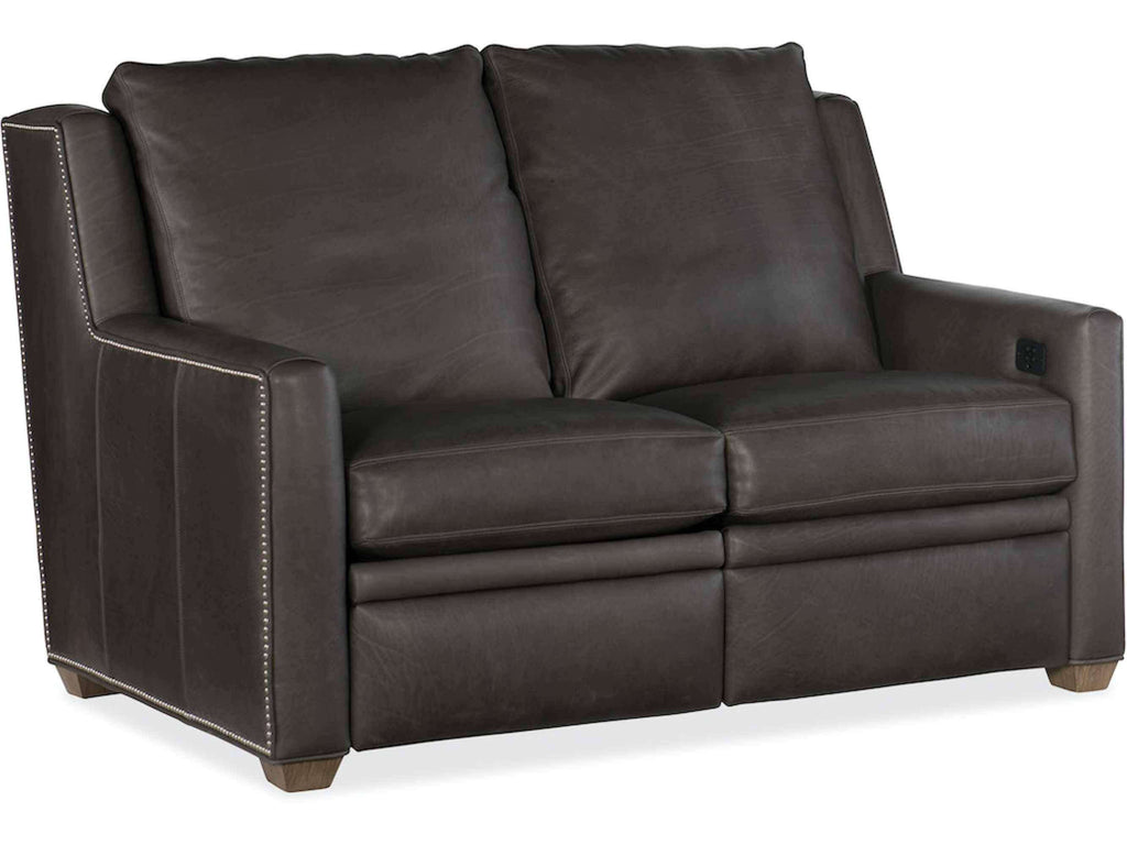 Revelin Leather Power Reclining Loveseat With Articulating Headrest | American Heritage | Wellington's Fine Leather Furniture