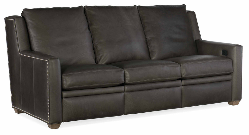 Revelin Leather Power Reclining Sofa With Articulating Headrest - 3 Seat Recline | American Heritage | Wellington's Fine Leather Furniture