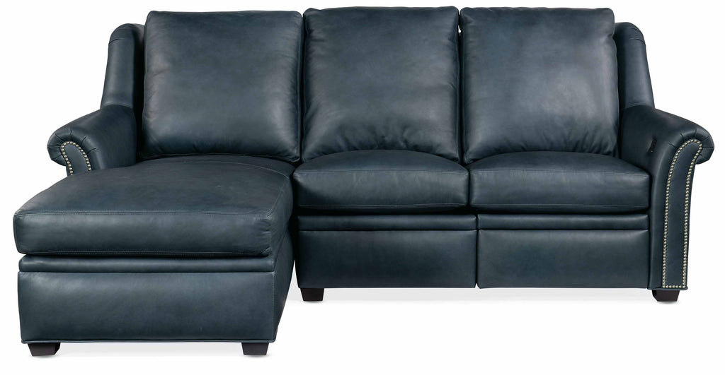 Bolton Leather Power Reclining Sofa With Articulating Headrest With Chaise | American Heritage | Wellington's Fine Leather Furniture