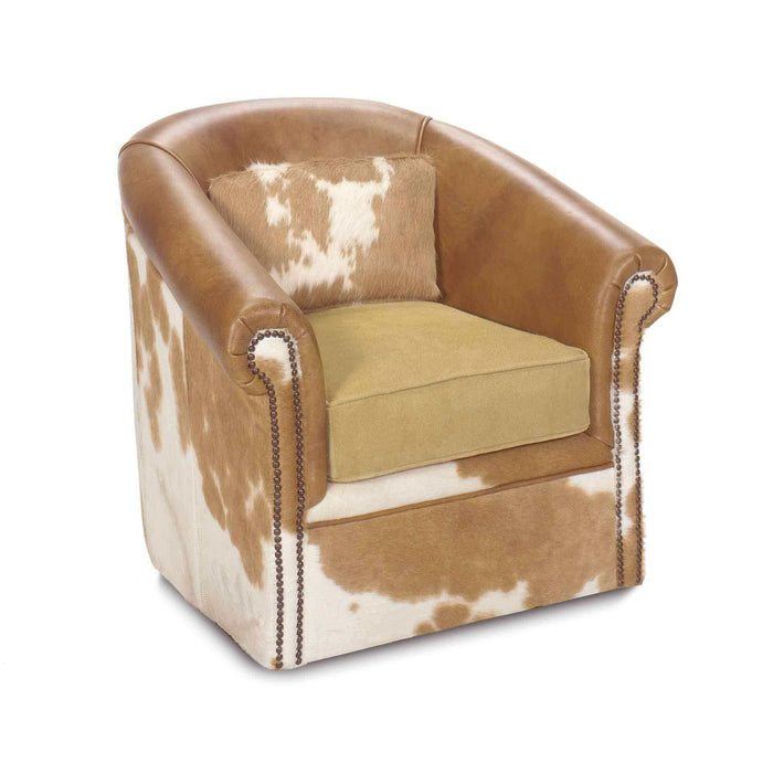 Leather Barrel Chair With Swivel | American Heirloom | Wellington's Fine Leather Furniture