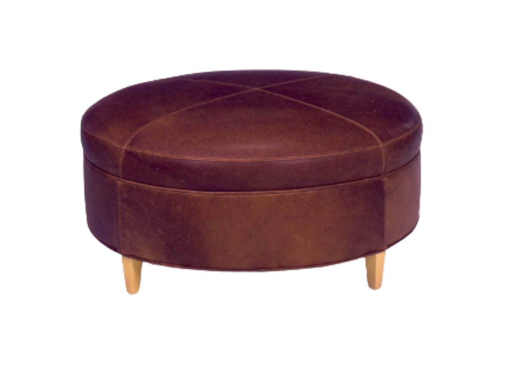 Sandstone Leather Cocktail Ottoman | American Heirloom | Wellington's Fine Leather Furniture