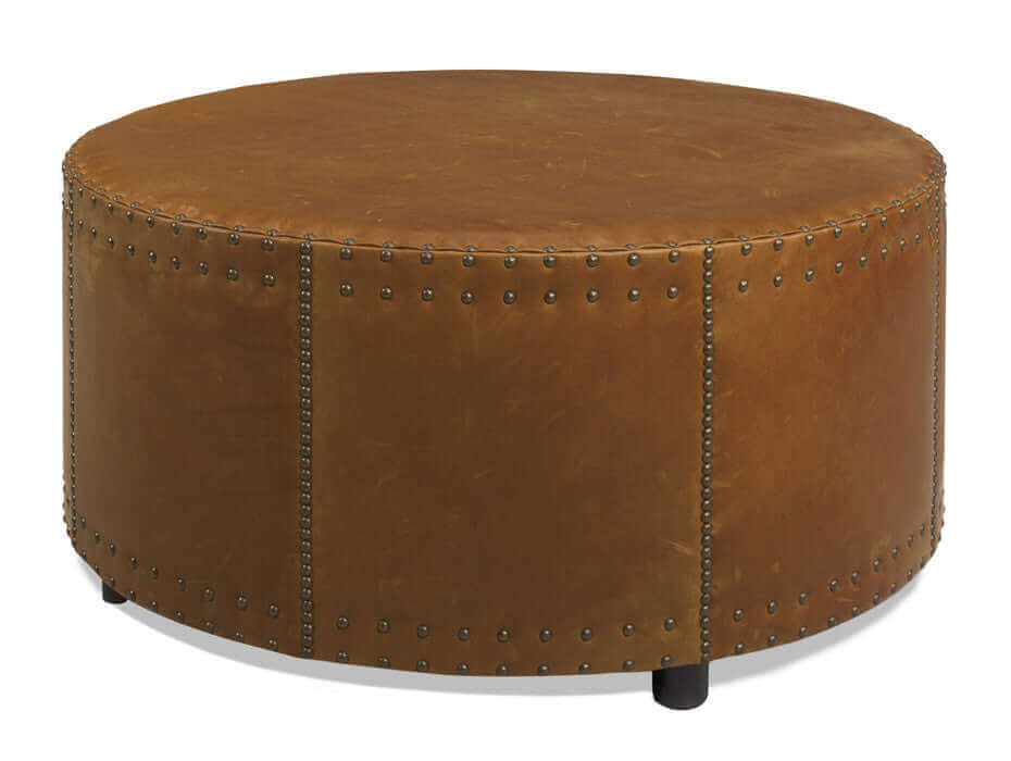 Drum Leather Ottoman | American Heirloom | Wellington's Fine Leather Furniture