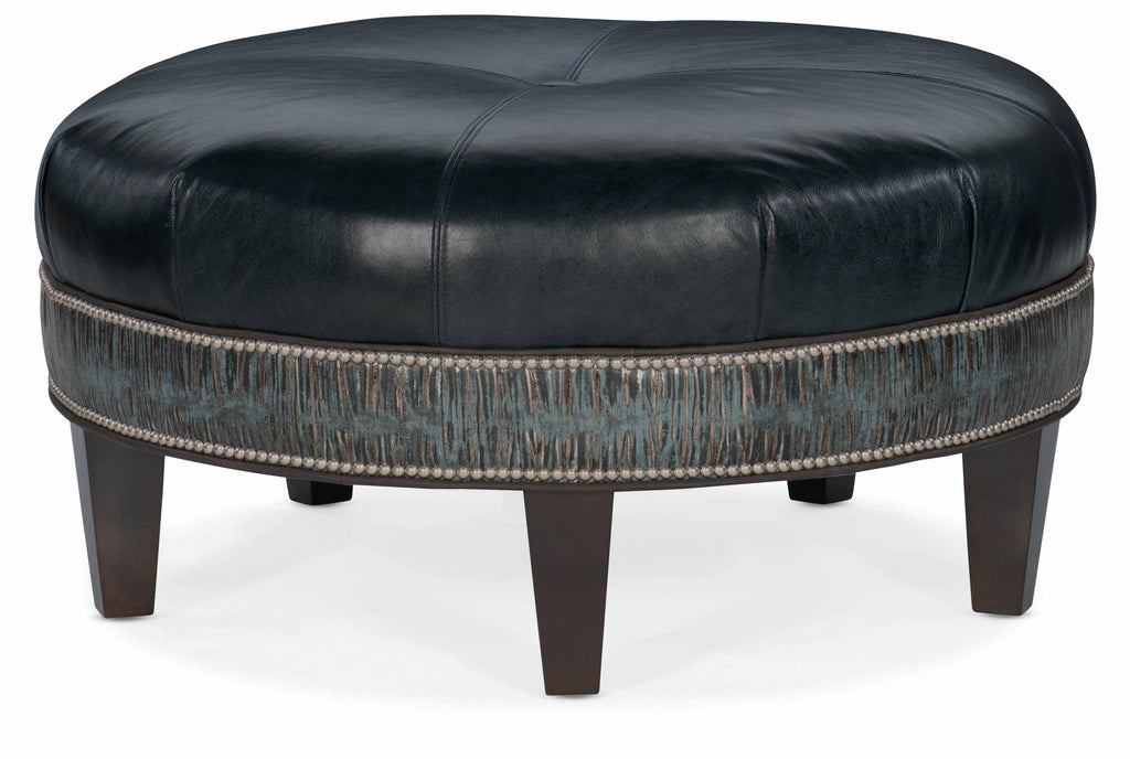 Well Rounded Leather Cocktail Ottoman | American Heritage | Wellington's Fine Leather Furniture