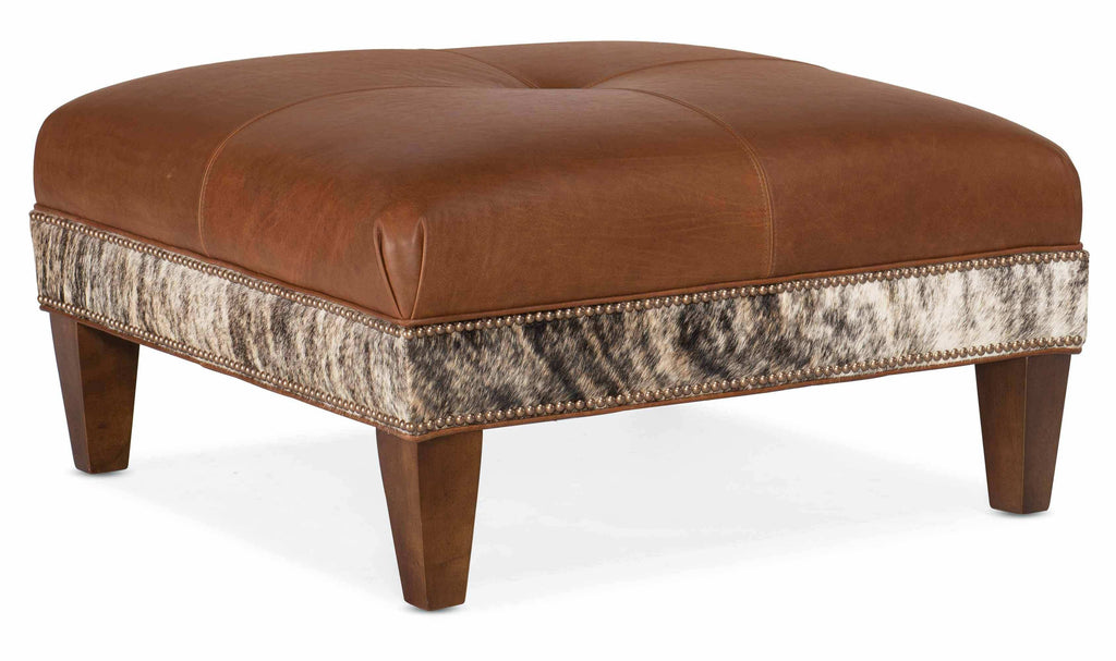 Fancy Leather Cocktail Ottoman | American Heritage | Wellington's Fine Leather Furniture