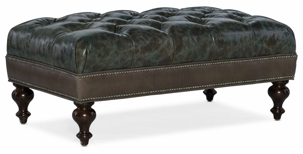 North Tufted Top Leather Cocktail Ottoman | American Heritage | Wellington's Fine Leather Furniture