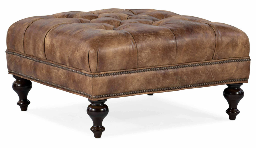 Kelsey Tufted Top Leather Cocktail Ottoman | American Heritage | Wellington's Fine Leather Furniture