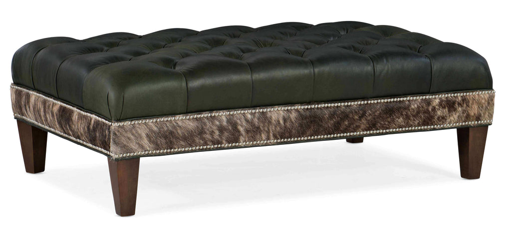 Liam Tufted Top Leather Cocktail Ottoman | American Heritage | Wellington's Fine Leather Furniture