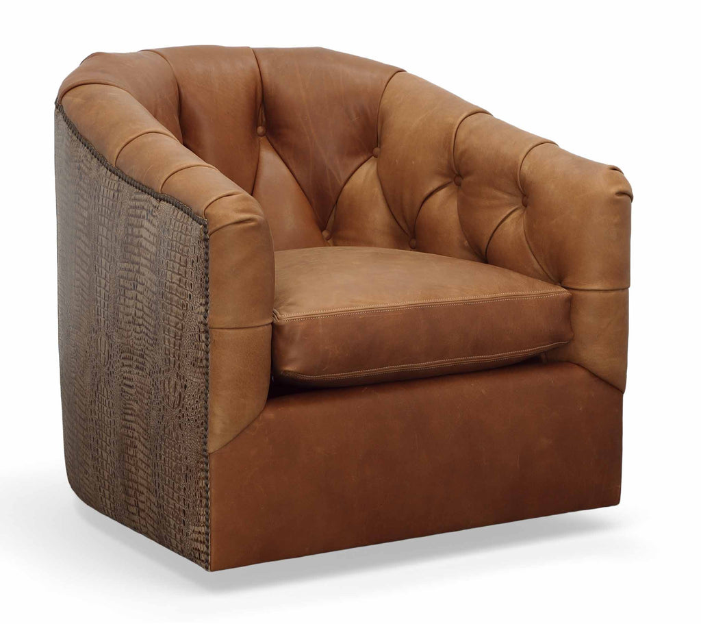 Peacock Leather Swivel Chair | American Tradition | Wellington's Fine Leather Furniture