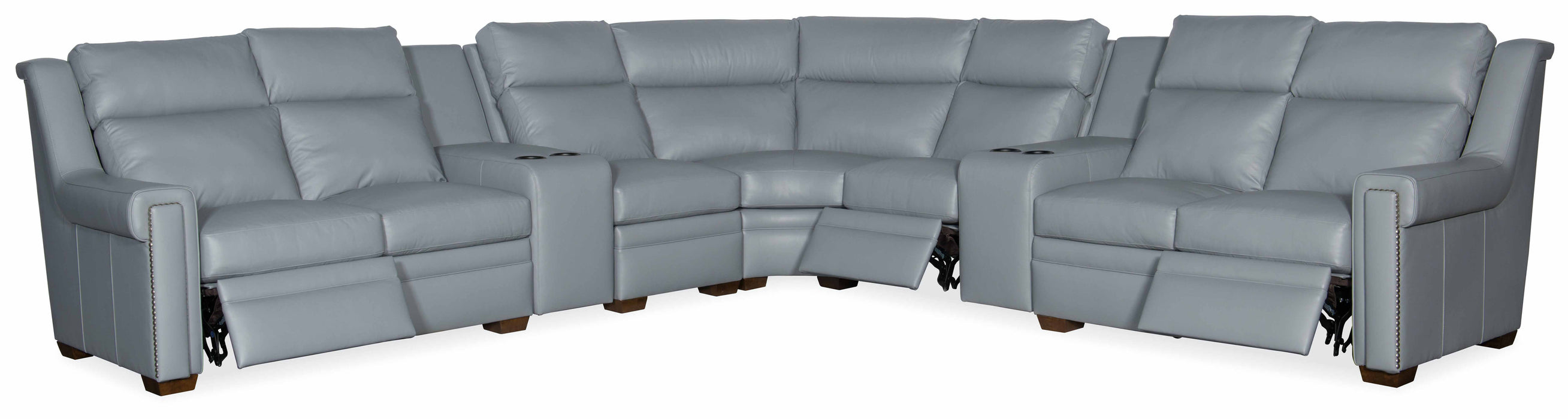 Huntsman Leather Power Reclining Sectional With Articulating Headrest