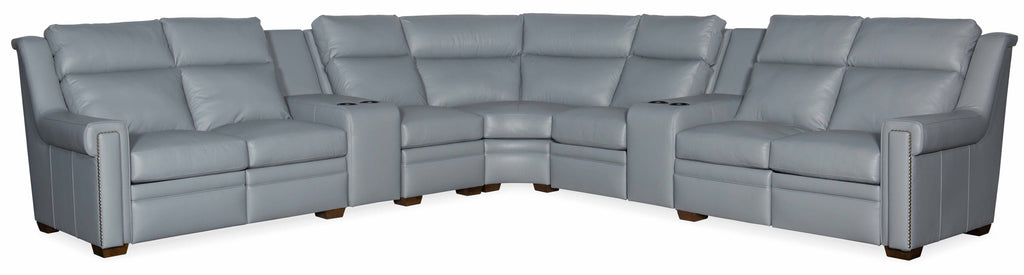 Huntsman Leather Power Reclining Sectional With Articulating Headrest | American Heritage | Wellington's Fine Leather Furniture