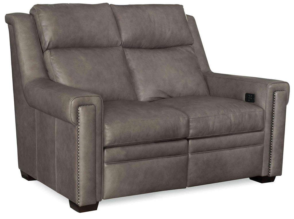 Huntsman Leather Power Reclining Loveseat With Articulating Headrest | American Heritage | Wellington's Fine Leather Furniture