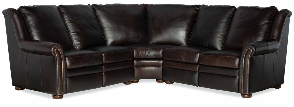 Patriot Leather Power Reclining Sectional With Articulating Headrest | American Heritage | Wellington's Fine Leather Furniture