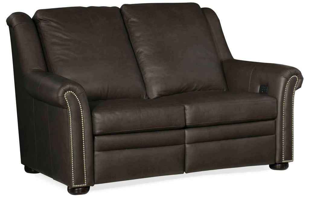 Patriot Leather Power Reclining Loveseat With Articulating Headrest | American Heritage | Wellington's Fine Leather Furniture