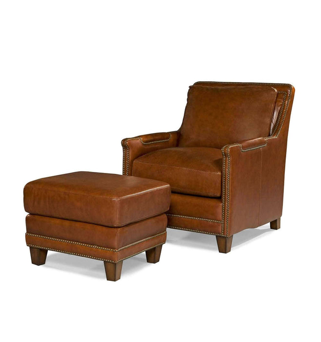 Prescott Leather Chair & Ottoman In Saddle