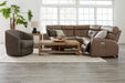 Acacia Leather Power Reclining Sectional With Articulating Headrest | Budget Decor | Wellington's Fine Leather Furniture