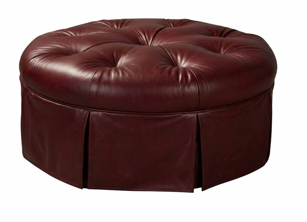 Tufted Round Leather Ottoman