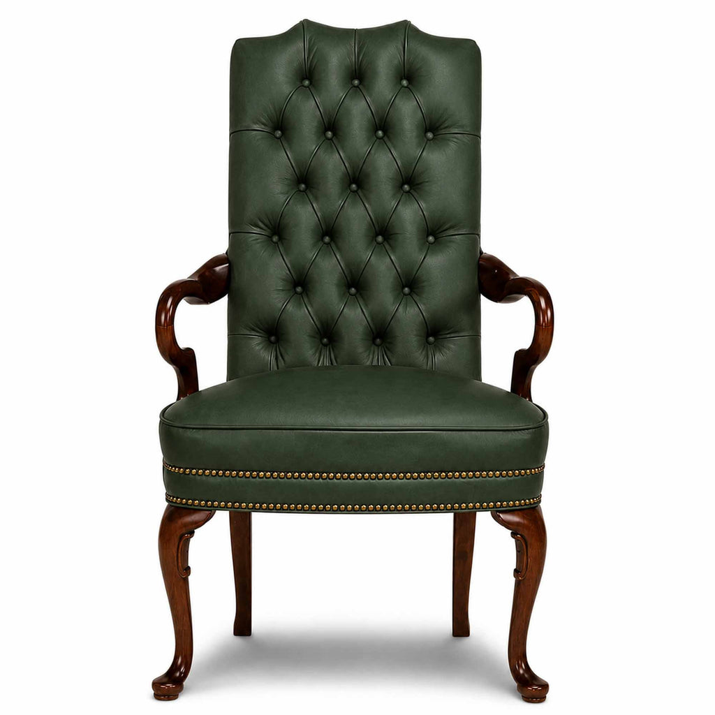 Tufted Back Gooseneck Leather Chair