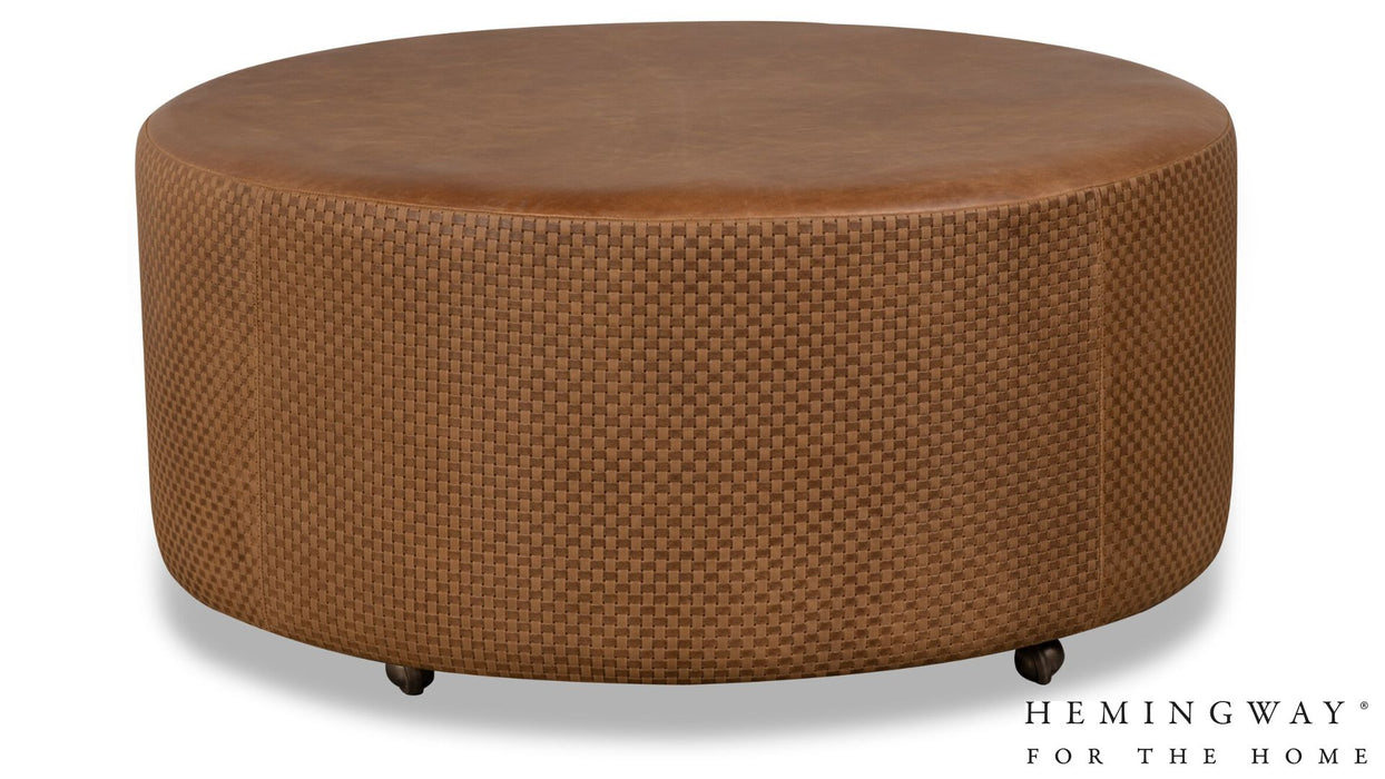 Lower Keys Leather Ottoman by American Heirloom Wellington's Fine