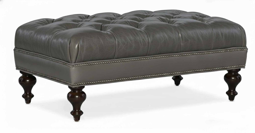 North Tufted Top Leather Cocktail Ottoman