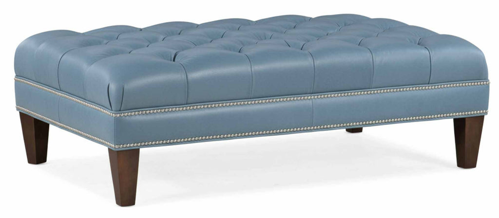 Liam Tufted Top Leather Cocktail Ottoman
