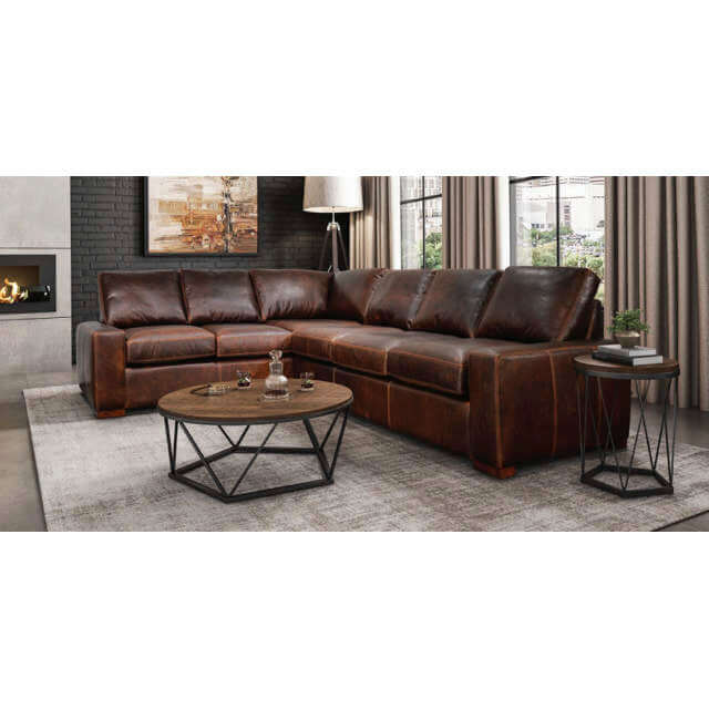 Max 3 Studio Leather Sectional | American Style | Wellington's Fine Leather Furniture