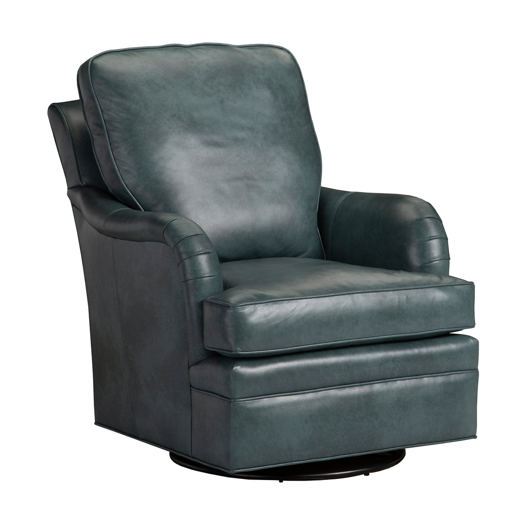 Pottery Leather Swivel Glider Chair