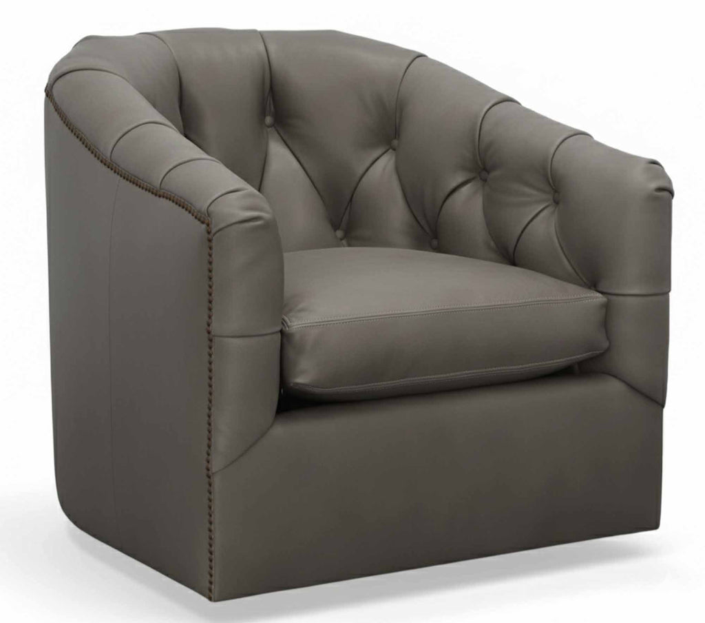 Peacock Leather Swivel Chair