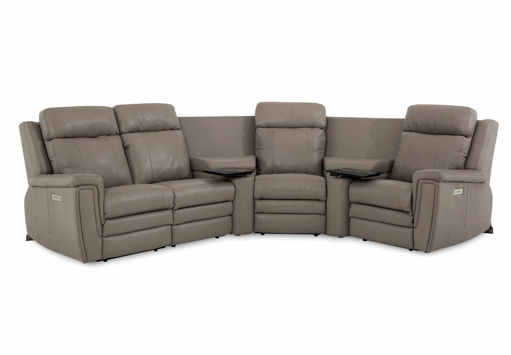 Asher Leather Power Reclining Sectional With Articulating Headrest | Budget Decor | Wellington's Fine Leather Furniture