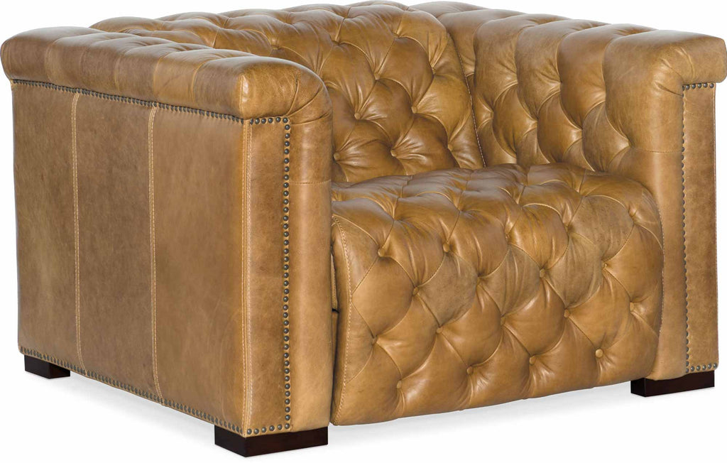 Savion Leather Power Recliner With Articulating Headrest In Saddle
