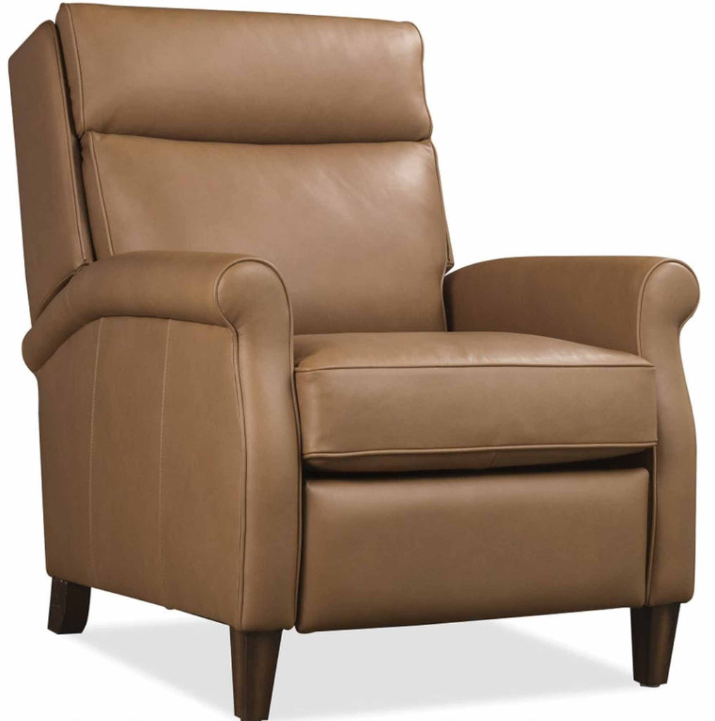 Randall Leather Power Recliner With Pop Up Headrest In Light Brown