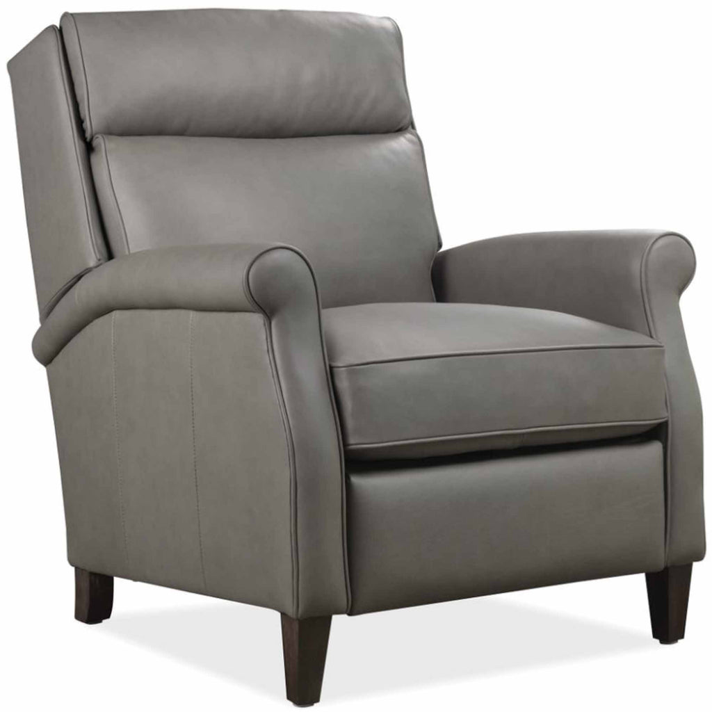 Randall Leather Power Recliner With Pop Up Headrest In Grey