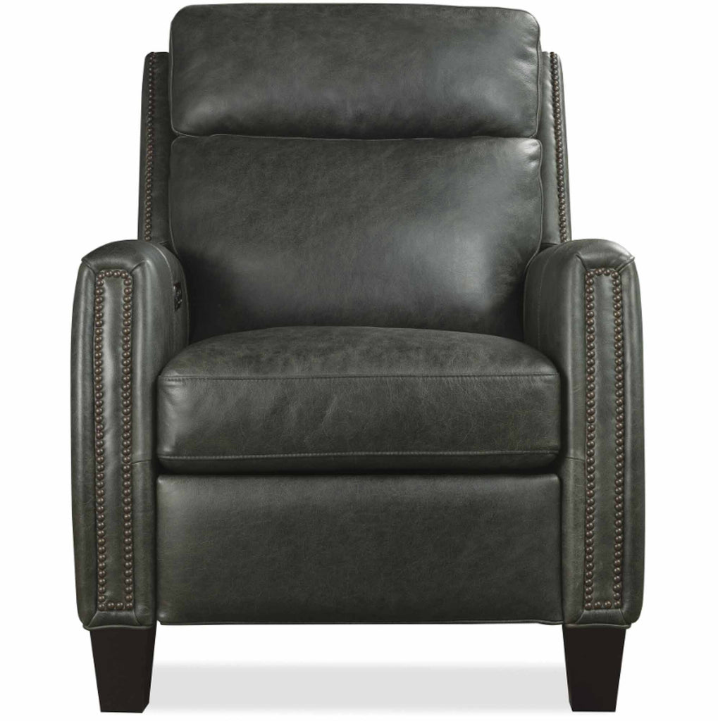 Jacklyn Leather Power Recliner With Pop Up Headrest In Grey