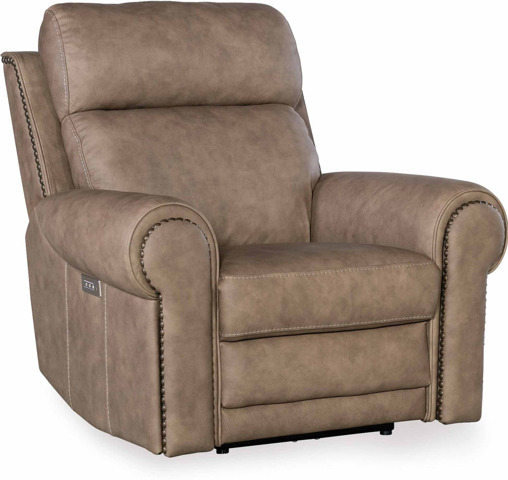 Dustin Leather Power Recliner With Articulating Headrest And Lumbar