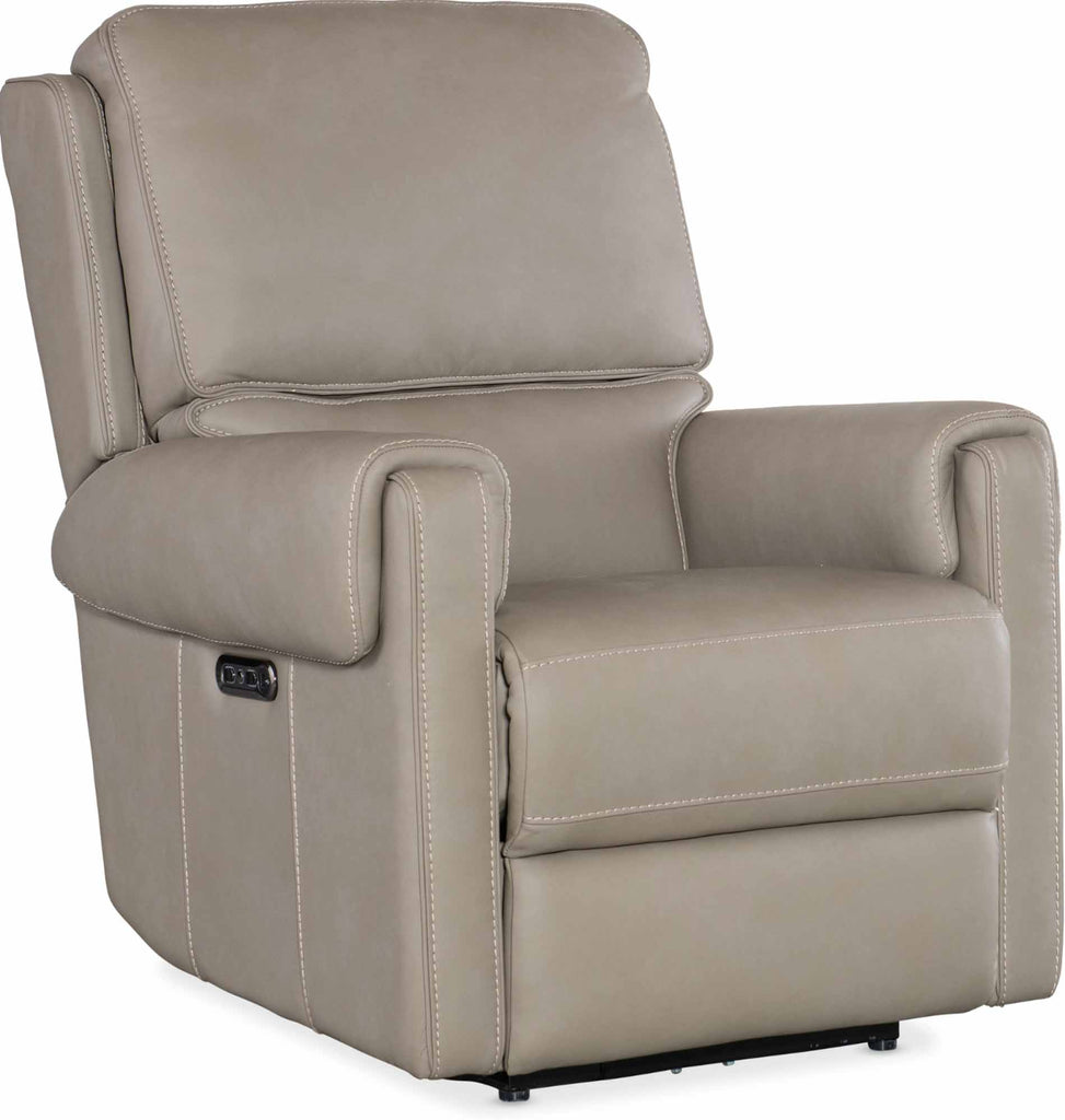 Somers Leather Power Recliner With Articulating Headrest In Grey