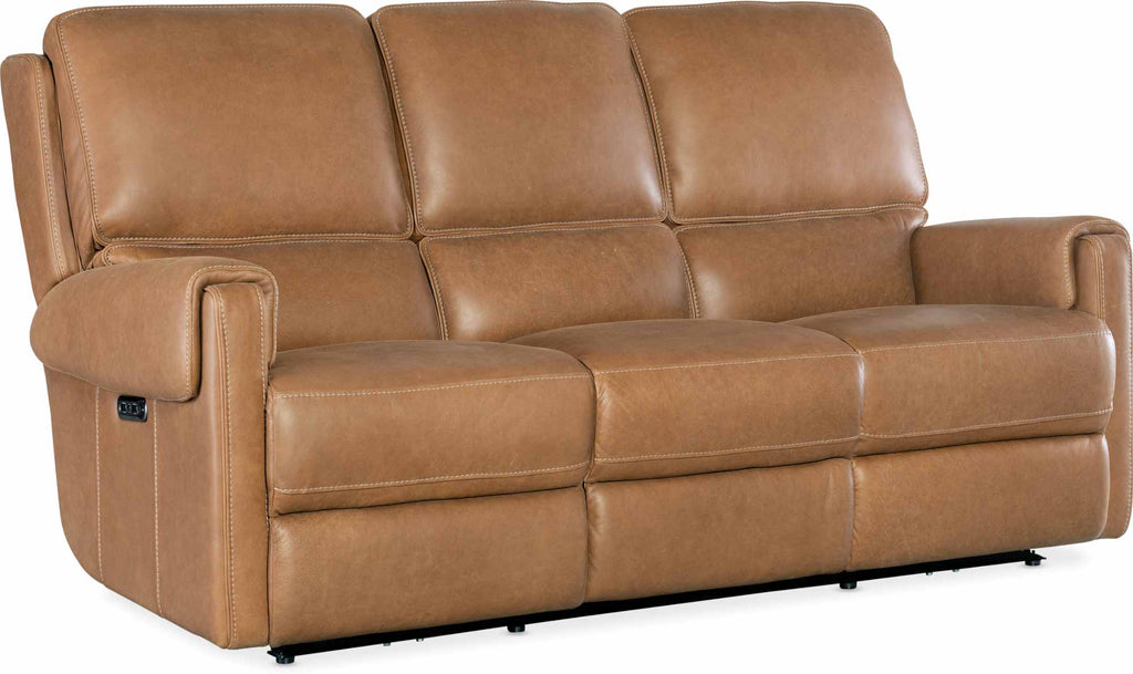 Somers Leather Power Reclining Sofa With Articulating Headrest In Brown