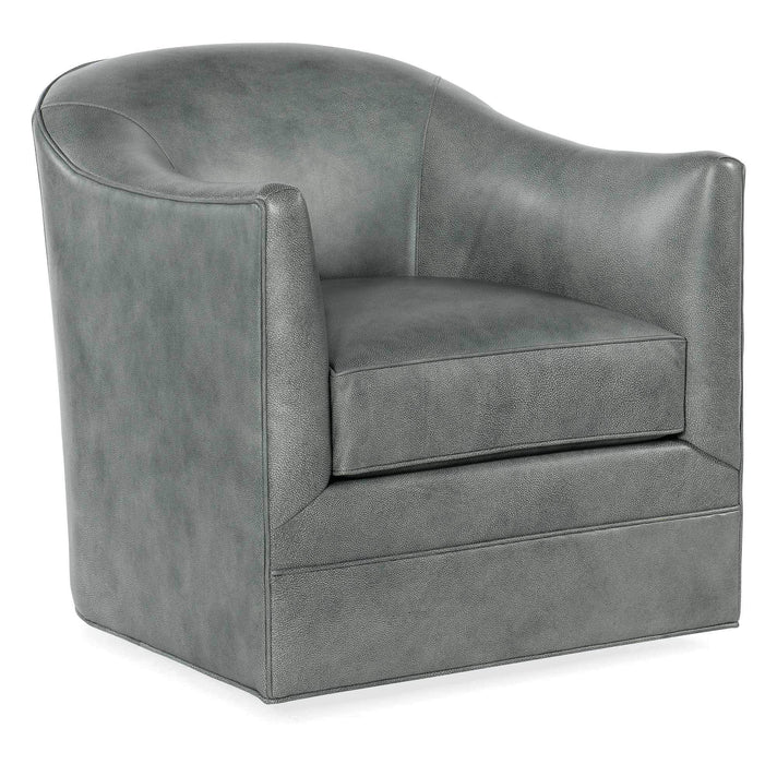 Gideon Leather Swivel Chair In Gray