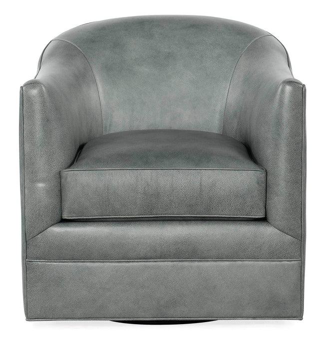 Gideon Leather Swivel Chair In Gray