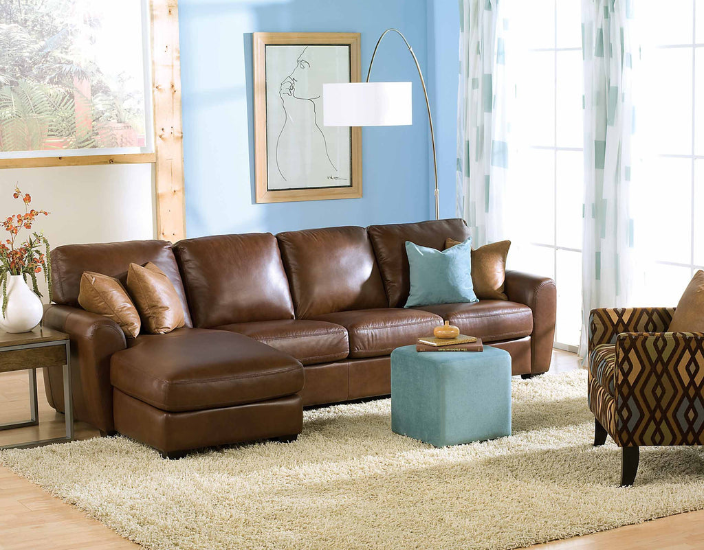 Connecticut Leather Sofa With Chaise | Budget Decor | Wellington's Fine Leather Furniture