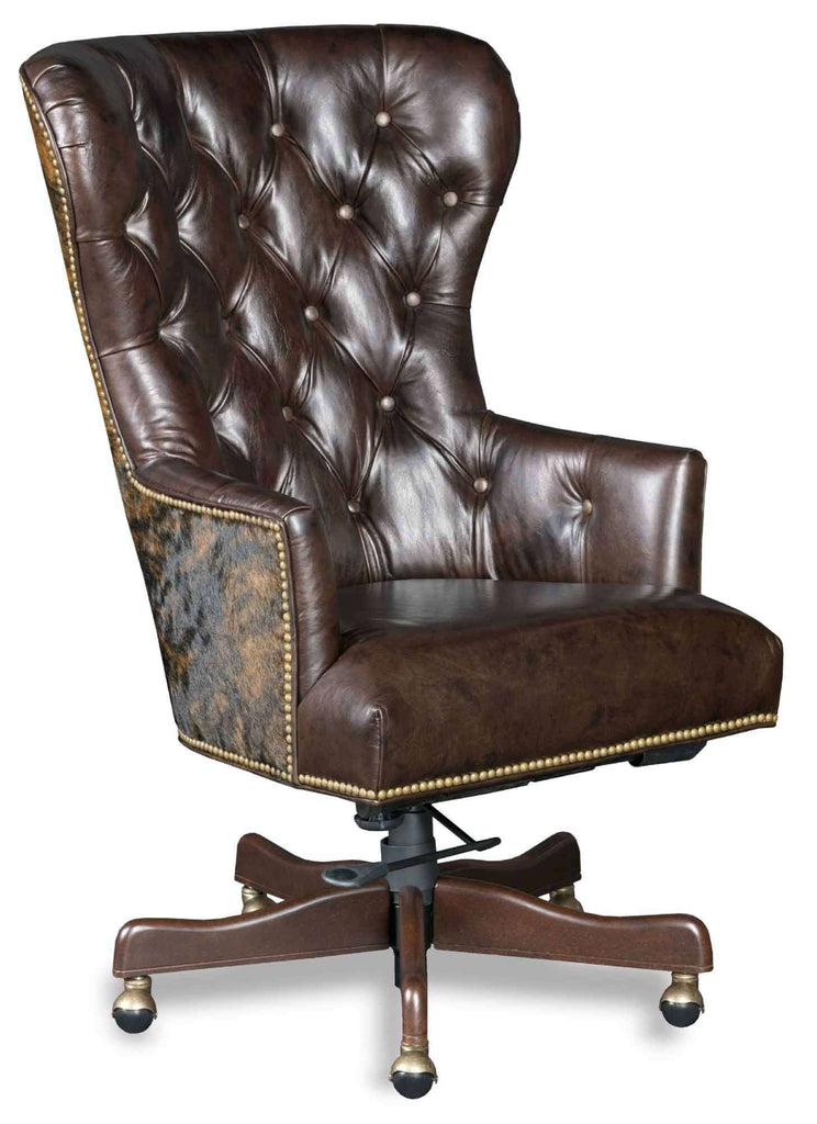 Blyer Leather Swivel Tilt Executive Chair In Brown | Budget Elegance | Wellington's Fine Leather Furniture