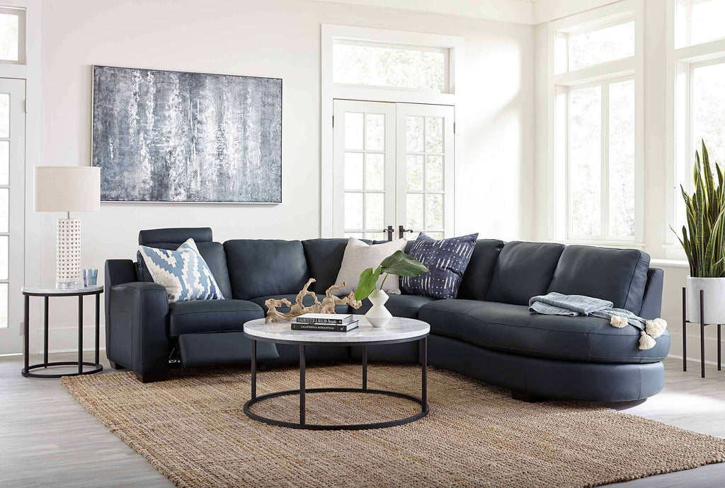 Flex Leather Power Reclining Sectional With Manual Articulating Headrest | Budget Decor | Wellington's Fine Leather Furniture