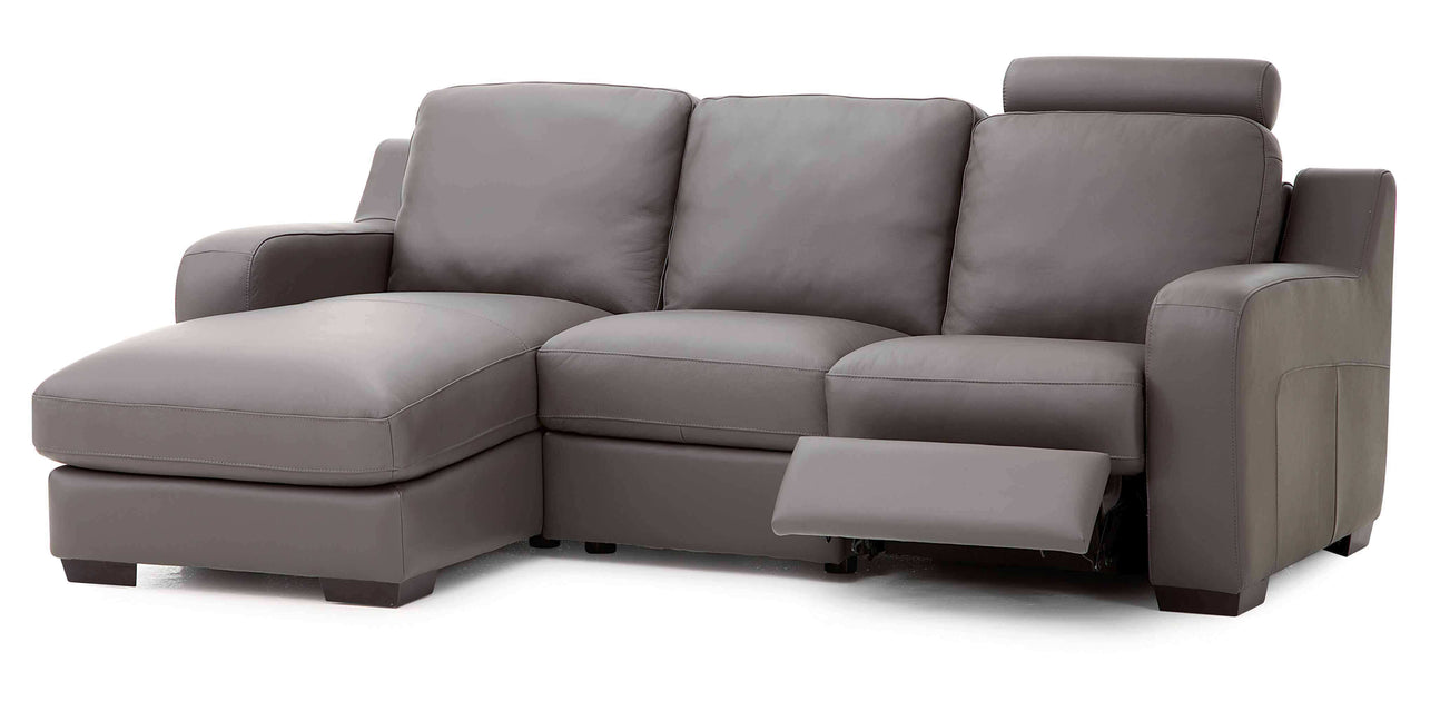 Flex Leather Power Reclining Chaise Sofa With Manual Articulating