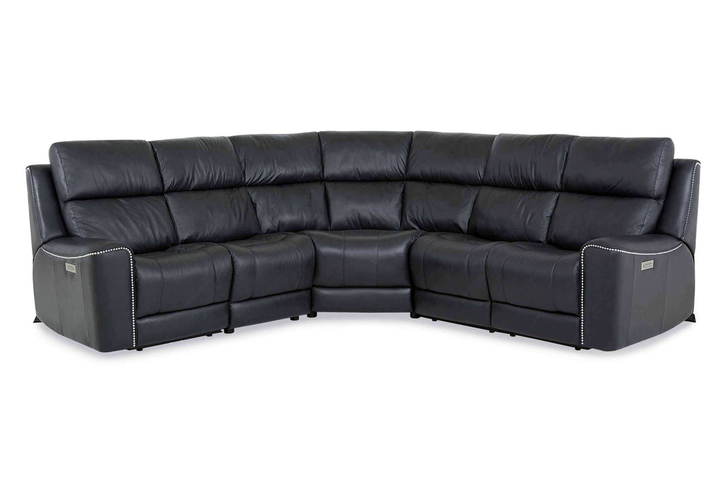 Hastings Leather Power Reclining Sectional With Articulating Headrest | Budget Decor | Wellington's Fine Leather Furniture