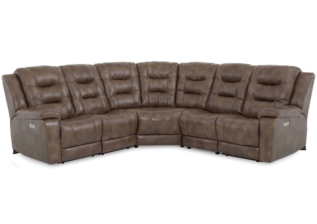 Leighton Leather Power Reclining Sectional With Articulating Headrest | Budget Decor | Wellington's Fine Leather Furniture