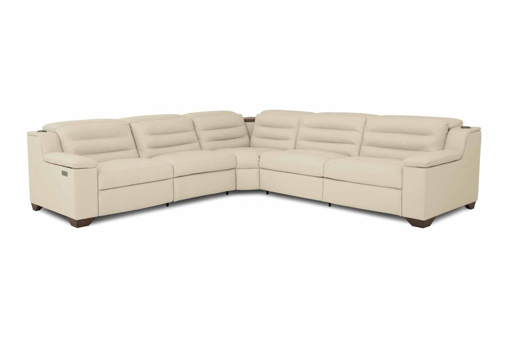 Lotus Leather Power Reclining Sectional With Articulating Headrest | Budget Decor | Wellington's Fine Leather Furniture