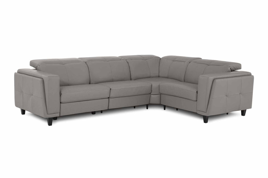 Paolo Leather Power Reclining Sectional With Manual Articulating Headrest | Budget Decor | Wellington's Fine Leather Furniture