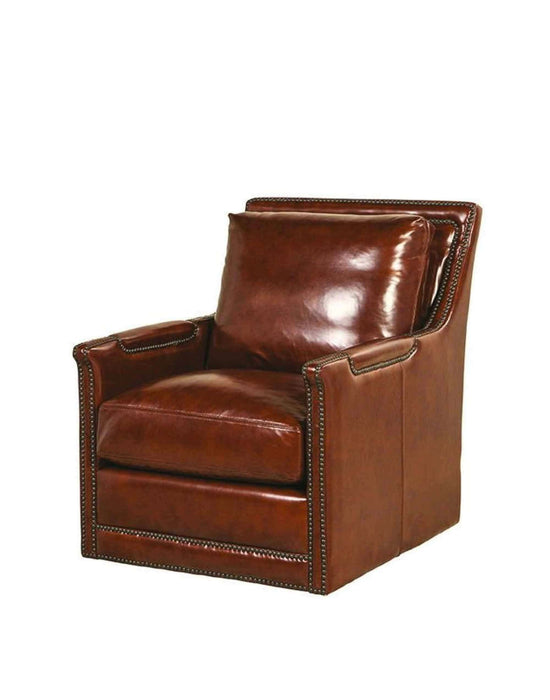 Prescott Leather Swivel Chair In Saddle