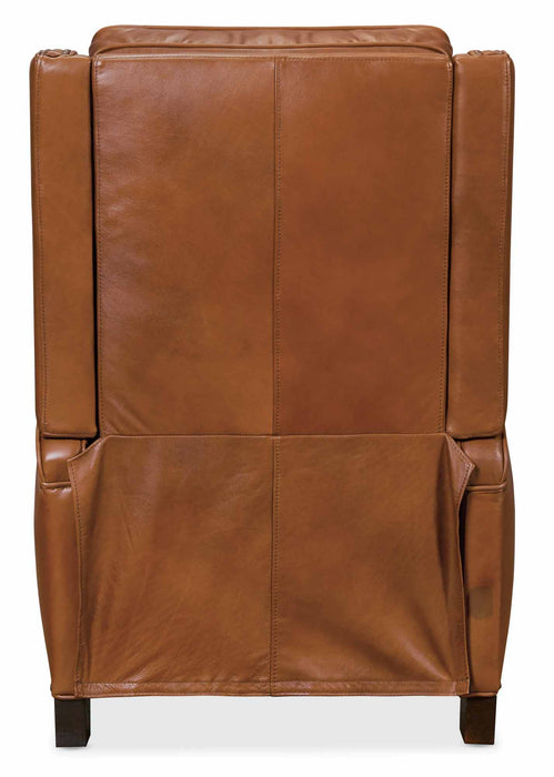 Rylea Leather Recliner In Medium Brown